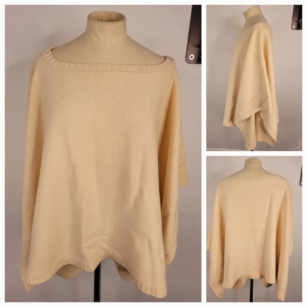 Theory M/L Wool Cashmere Tunic Knit Swater Top Sleeveless Poncho